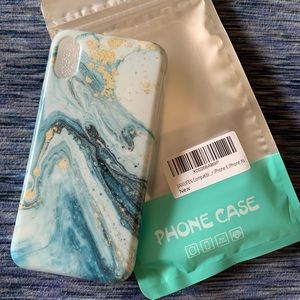 Turquoise marbled phone case for iPhone X/Xs